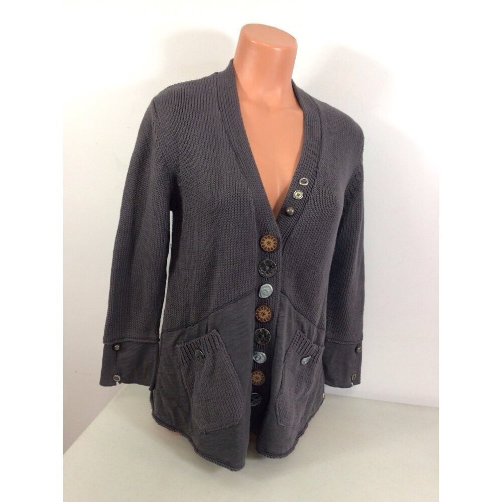 Pure Handknit Cardigan Sweater Cool Buttons Womens Small